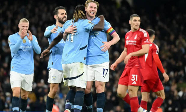 德布劳内传射哈兰德助攻 曼城3-0森林近8场首胜