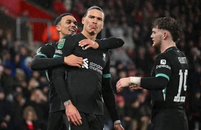 努涅斯破进球荒 利物浦2-1南安普顿晋级四强 