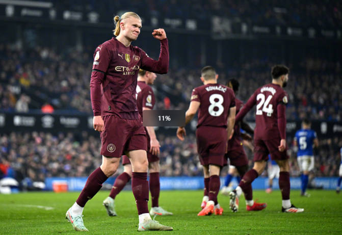 哈兰德破门福登2射1传 曼城6-0伊镇重回前四