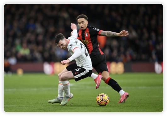 萨拉赫梅开二度 利物浦2-0伯恩茅斯以9分优势领跑 