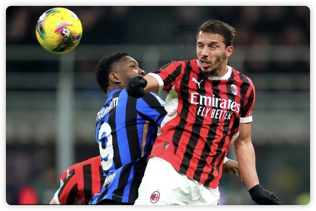 赖因德斯破门德弗里补时绝平 AC米兰1-1国米