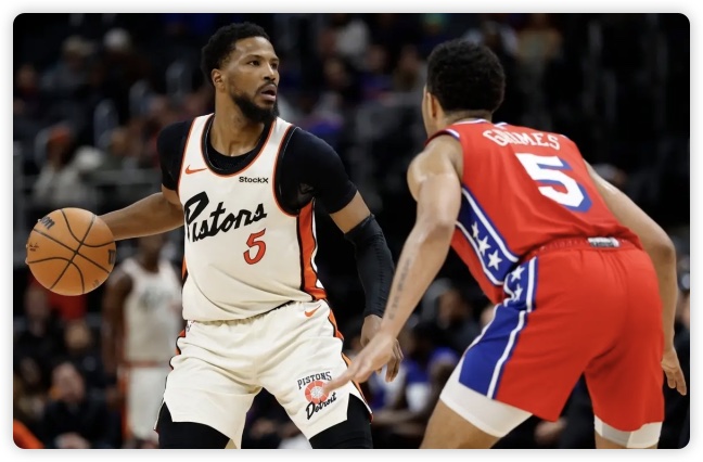 恩比德23分比斯利爆砍36分 CC缺阵活塞轻取76人 