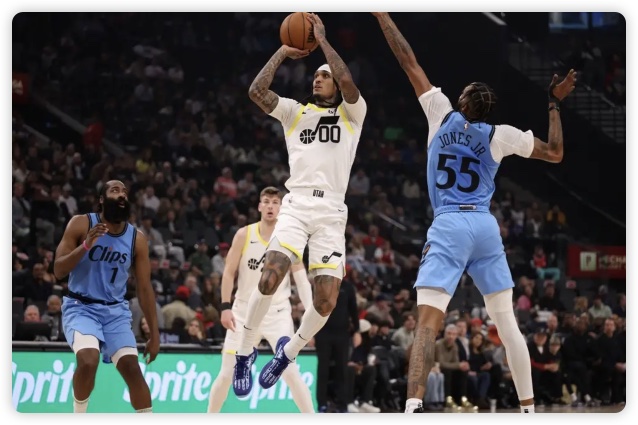 克拉克森24分祖巴茨26+15 爵士110-130不敌快船