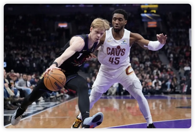 米切尔21分巴雷特27+4 骑士7人得分上双大胜猛龙