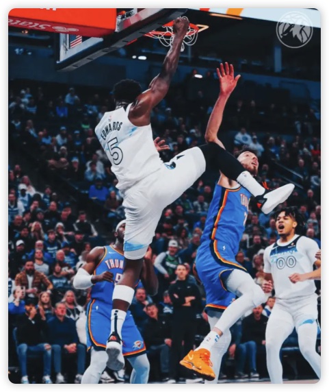 爱德华兹23+8亚历山大24分 里德两双森林狼轻取雷霆