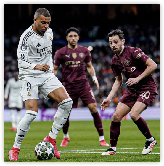 姆巴佩戴帽哈兰德伤缺 皇马3-1曼城总分6-3进16强 