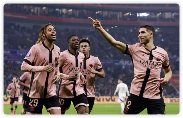 阿什拉夫双响登贝莱破门 巴黎3-2里昂各赛事8连胜 