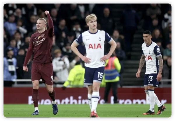 哈兰德建功+破门被吹 曼城1-0终结热刺联赛3连胜 