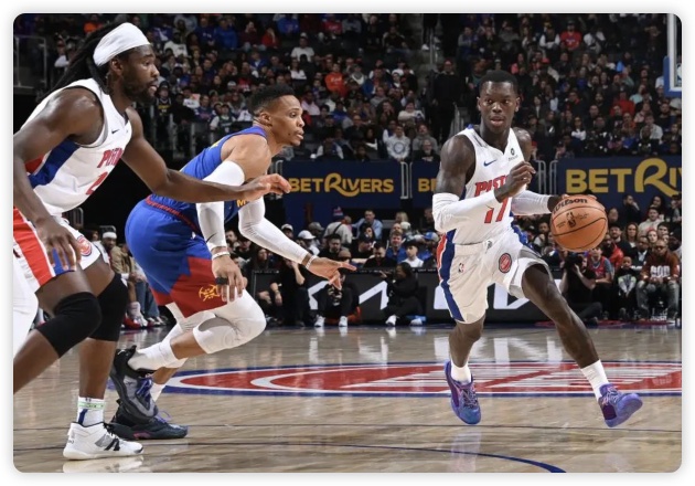 约基奇三双小波特28+9 掘金4人20+终结活塞8连胜 