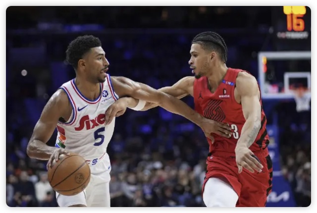 西蒙斯34分 马克西伤退 庄神25+18 开拓者力克76人