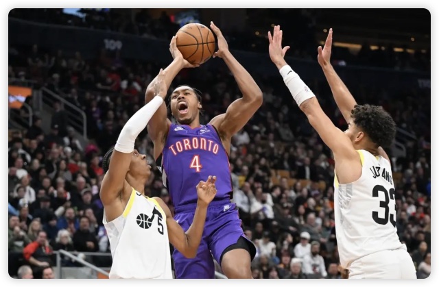 巴恩斯22+12凯斯勒18+25 奎克利34分猛龙胜爵士 