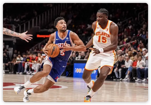 里萨谢22+8 格莱姆斯35+7+6 双方多人缺战 老鹰力克76人