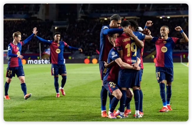 拉菲尼亚2射1传亚马尔建功 巴萨总分4-1本菲卡进8强 