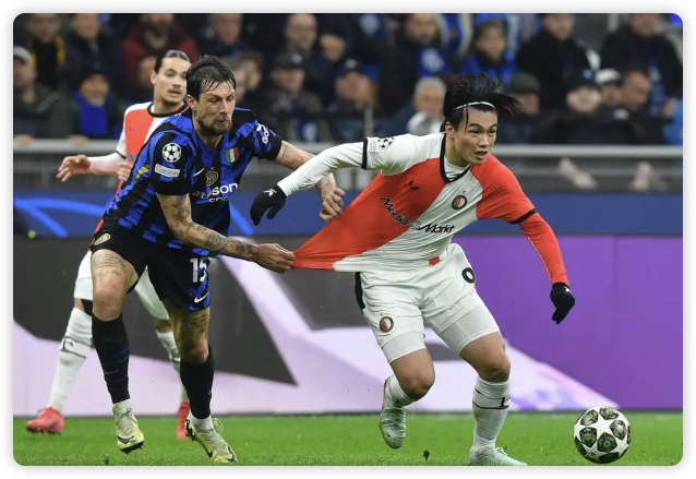 图拉姆破门恰20点射 国米双杀费耶诺德总分4-1进8强