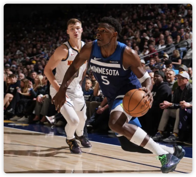 赛季三杀！爱德华兹29分 约基奇34+8 森林狼20分大胜掘金！