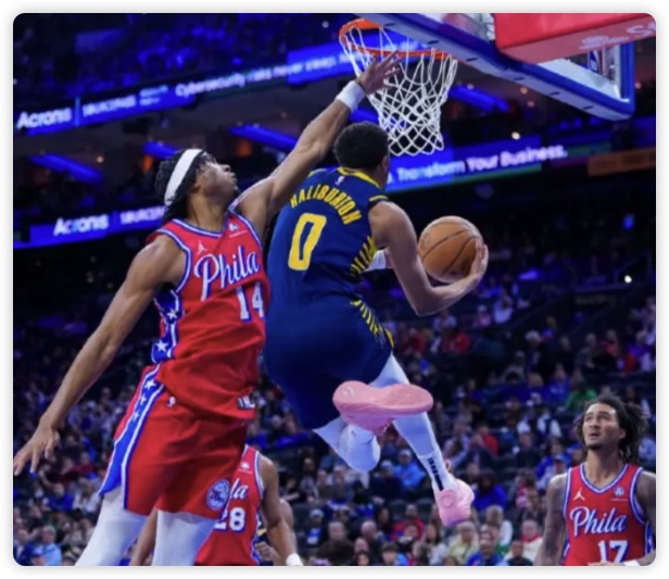 西卡27+7哈利伯顿14+10 残阵76人不敌步行者吞3连败