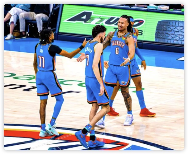 杰林三双 SGA缺阵 格莱姆斯28分 雷霆大胜76人锁定西北区冠军