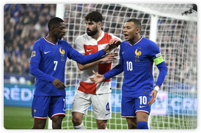 奥利塞登贝莱破门总分2-2 法国点球5-4克罗地亚 