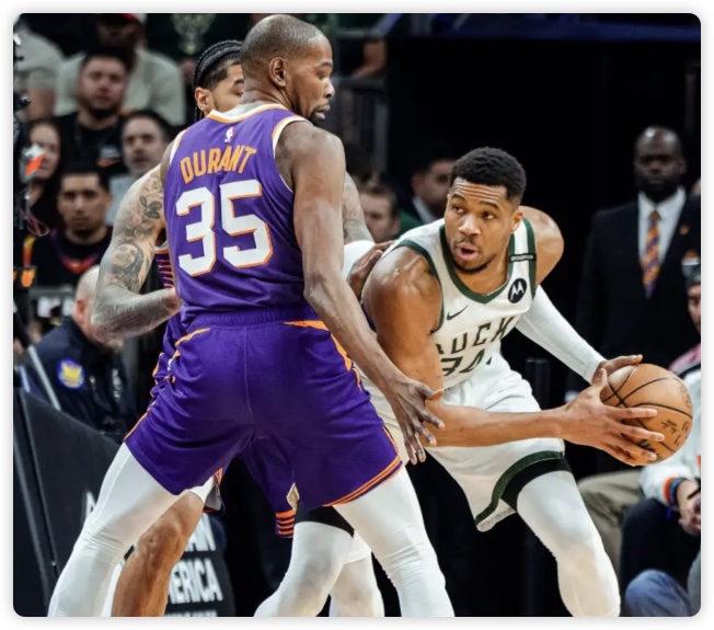 杜兰特爆砍38分字母哥31+10 布克准绝杀太阳胜雄鹿