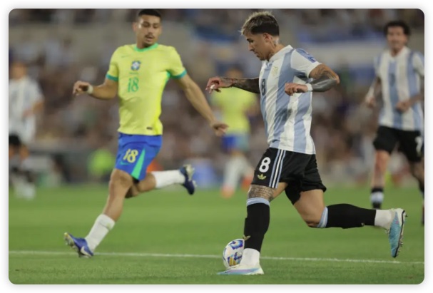 恩佐传射小蜘蛛破门 梅西缺战阿根廷4-1双杀巴西