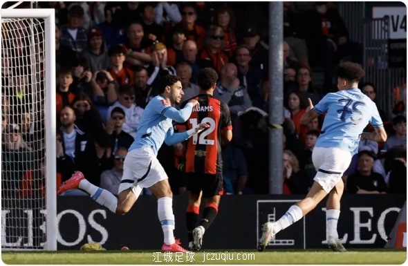 哈兰德破门+失点+伤退 曼城2-1伯恩茅斯晋级4强 jczuqiu.com